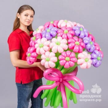 Прекрасный букет из 25 ромашек. Шары39
