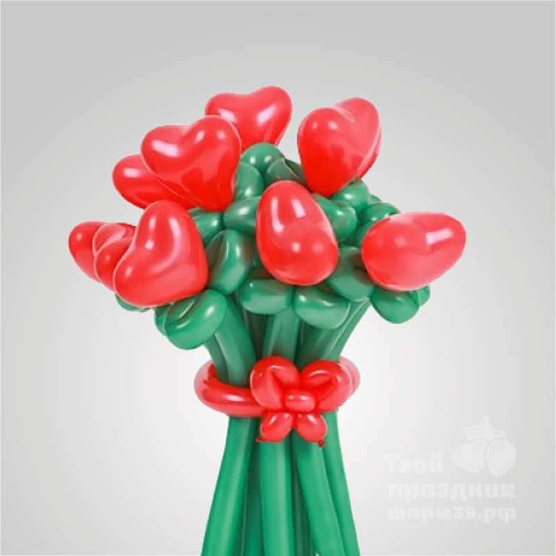 Букет из 9 цветов-сердечек