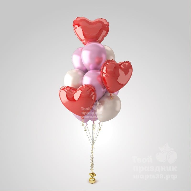 Букет из шаров сердечек
