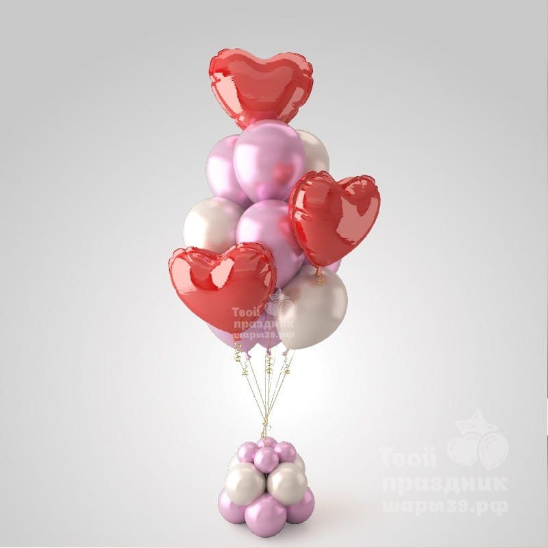 Букет из шаров сердечек