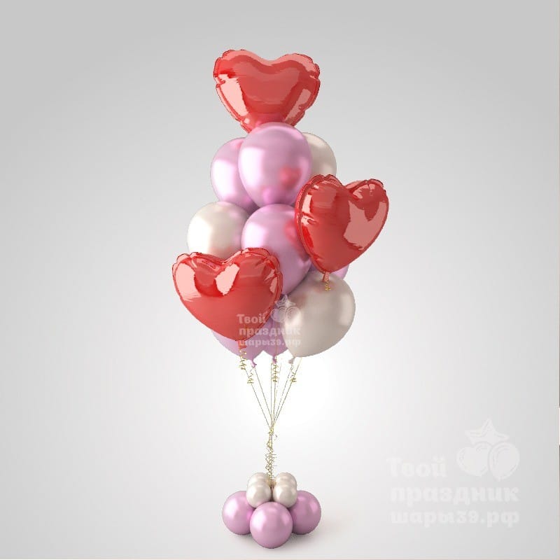 Букет из шаров сердечек