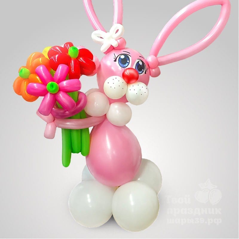Розовый зайчик из шариков