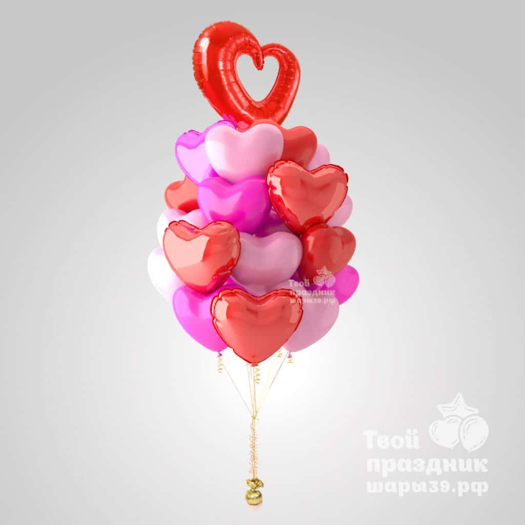 Букет из гелиевых шаров сердечек "Весенняя нежность"