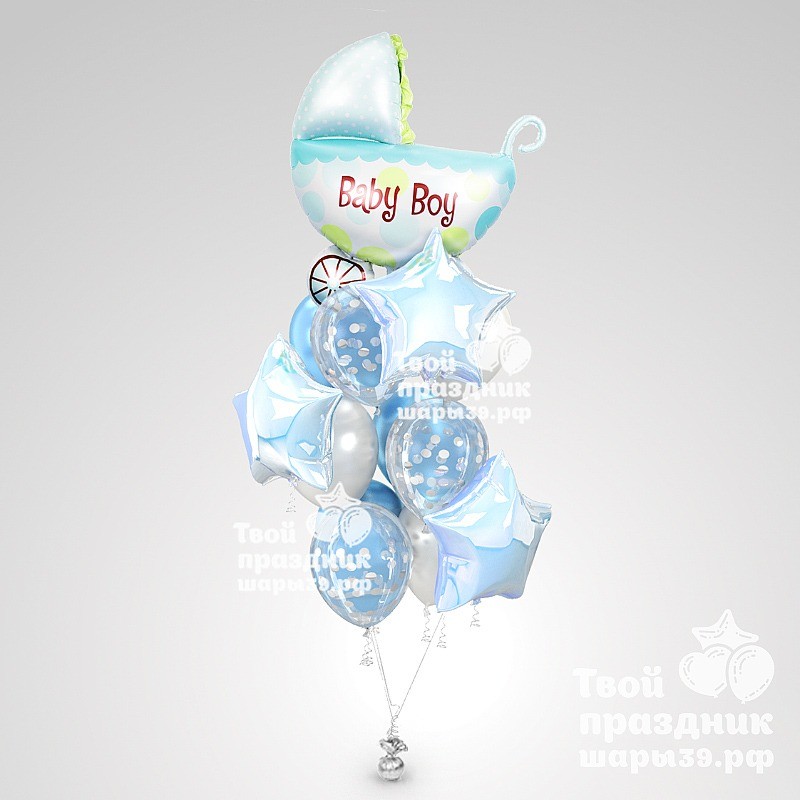 Букет из гелиевых шаров на рождение мальчика