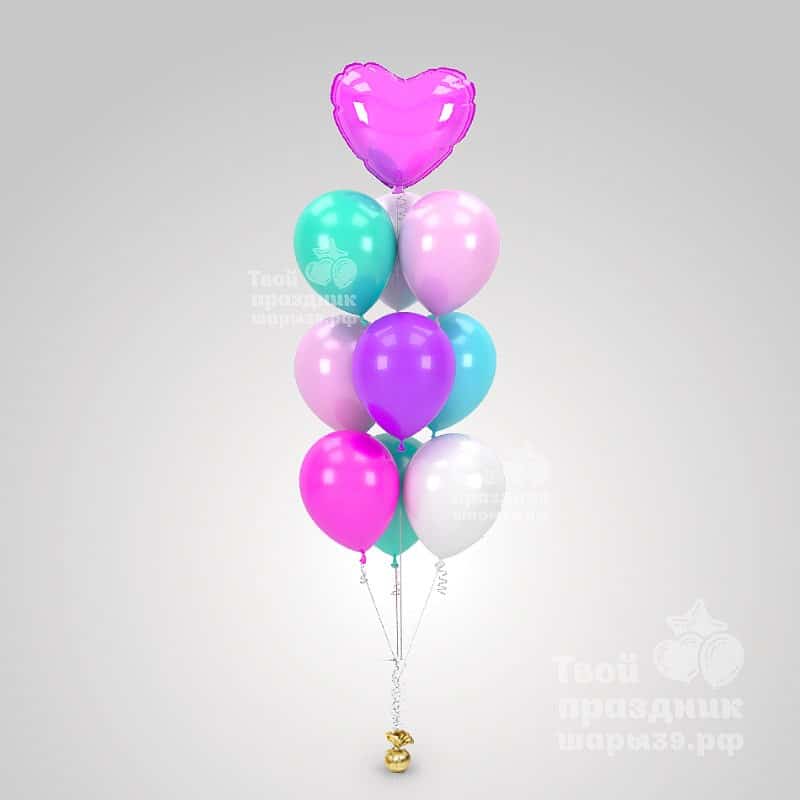 Фонтан из латексных гелиевых шаров металлик. Украшение и оформление праздников. Шары39.рф Калининград т. 52-01-67