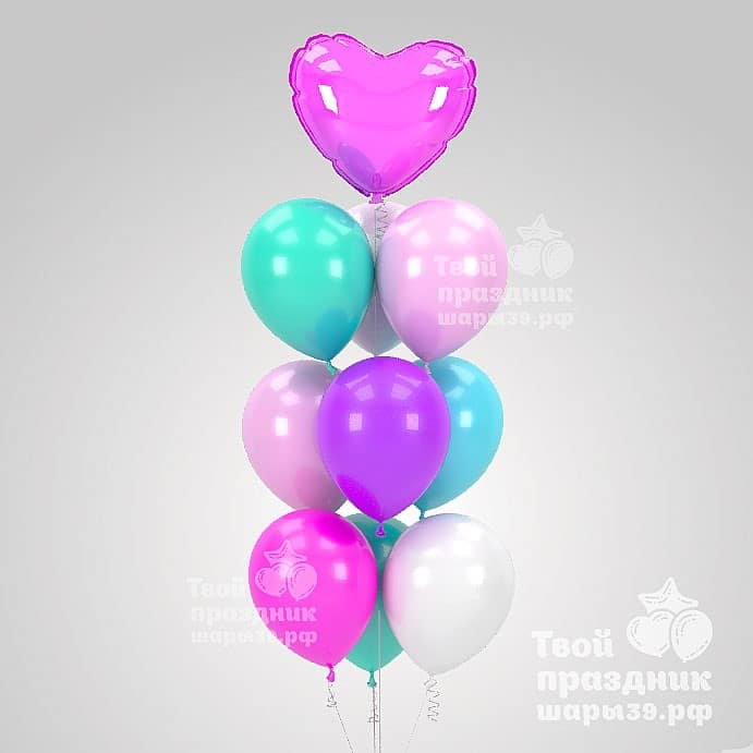 Фонтан из латексных гелиевых шаров металлик. Украшение и оформление праздников. Шары39.рф Калининград т. 52-01-67