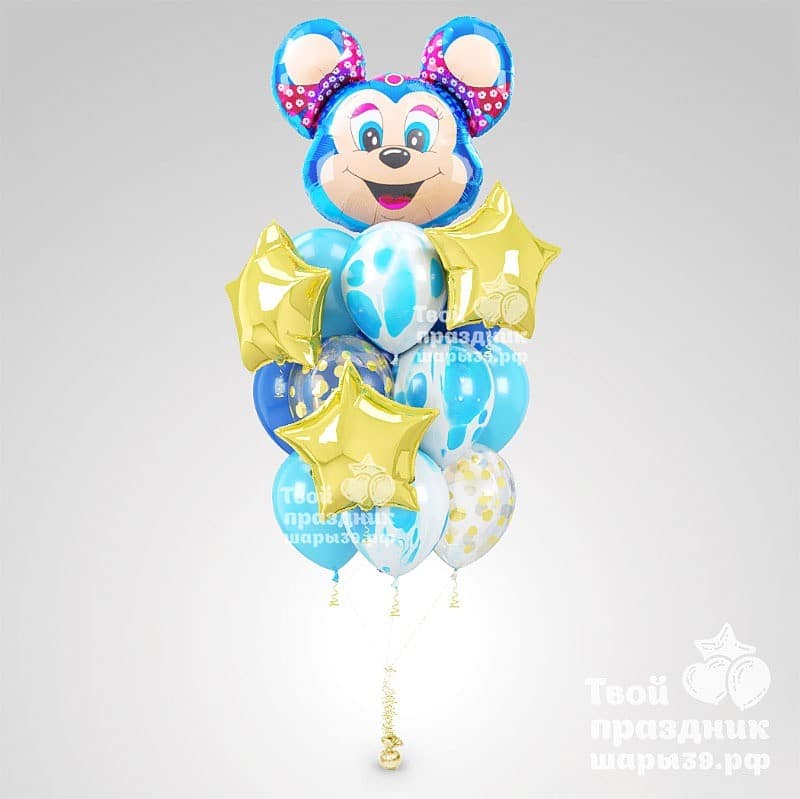 Букет из гелиевых воздушных шаров с Микки-Маусом. Шары39.рф. Звоните - 52-01-67