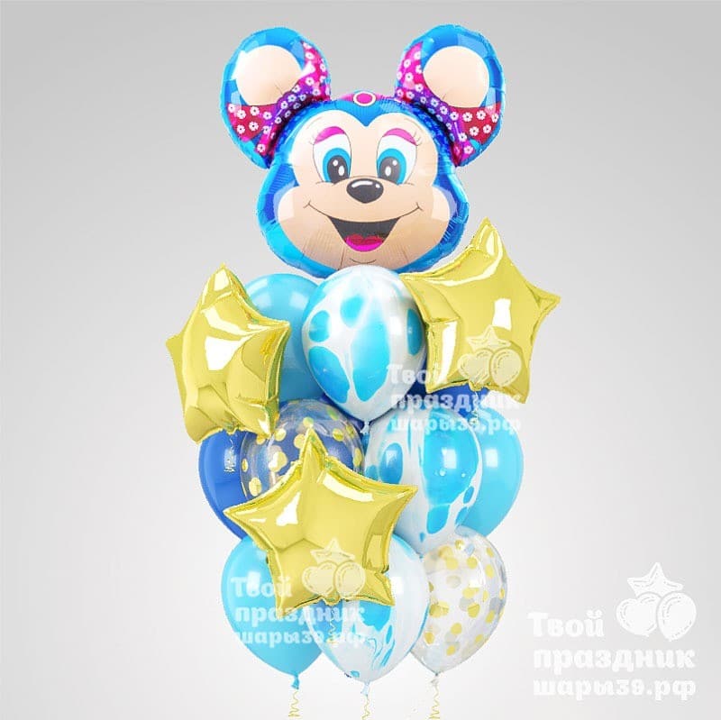 Букет из гелиевых воздушных шаров с Микки-Маусом. Шары39.рф. Звоните - 52-01-67