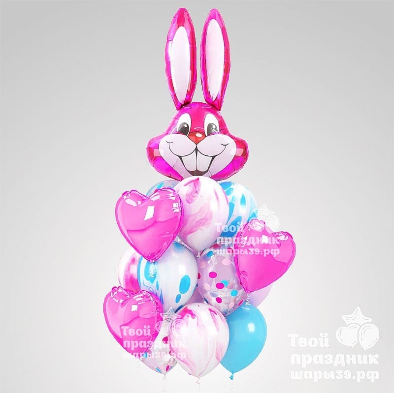 Букет из гелиевых воздушных шаров с Зайчиком. Шары39.рф. Звоните - 52-01-67