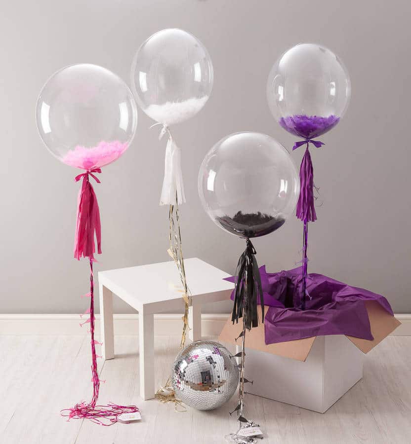 Шары баблс (bubbles) с перьями в Калининграде! Шары39.рф. Лучшие шарики - звоните 52-01-67