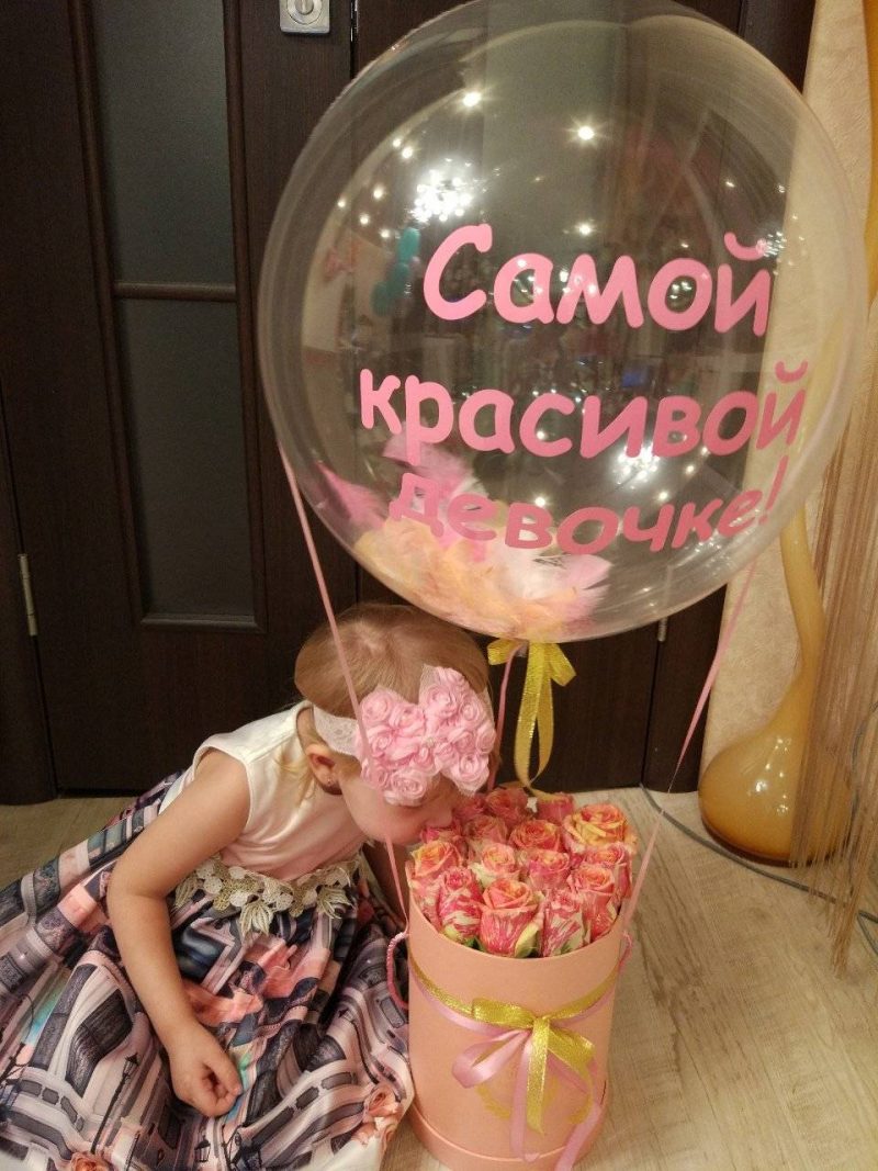 Шар баблс с цветами в шляпной коробке! Хит! Шары к 8 марта. Шары39.рф