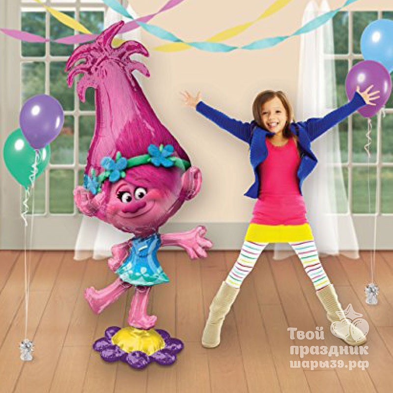 Ходячие шары - Тролль Розочка - большая фигура. Шары39.рф.