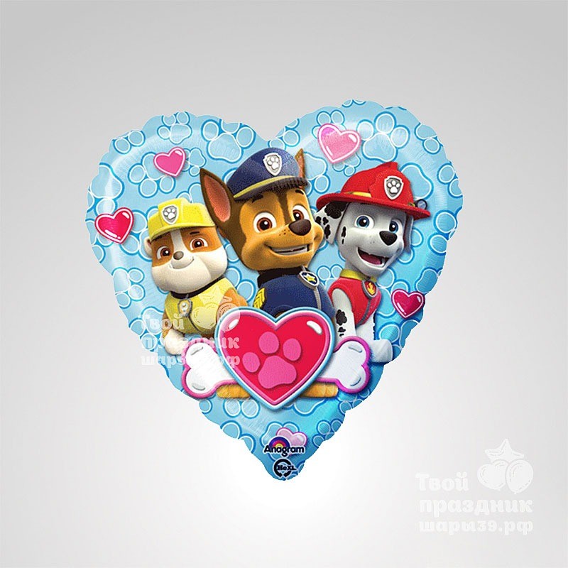 Шар фольгированный «Щенячий патруль» сердце