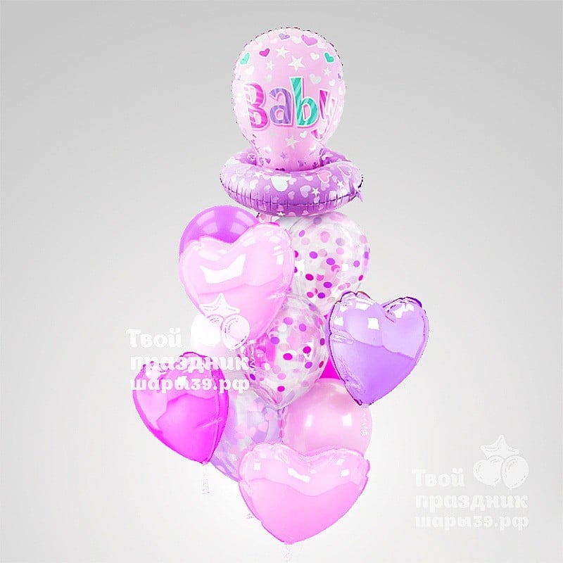 Букет из шаров для девочки на рождение! Шары39.рф