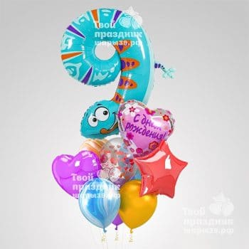 Букет из гелиевых шаров с цифрами для детей. Шары39.рф, Калининград