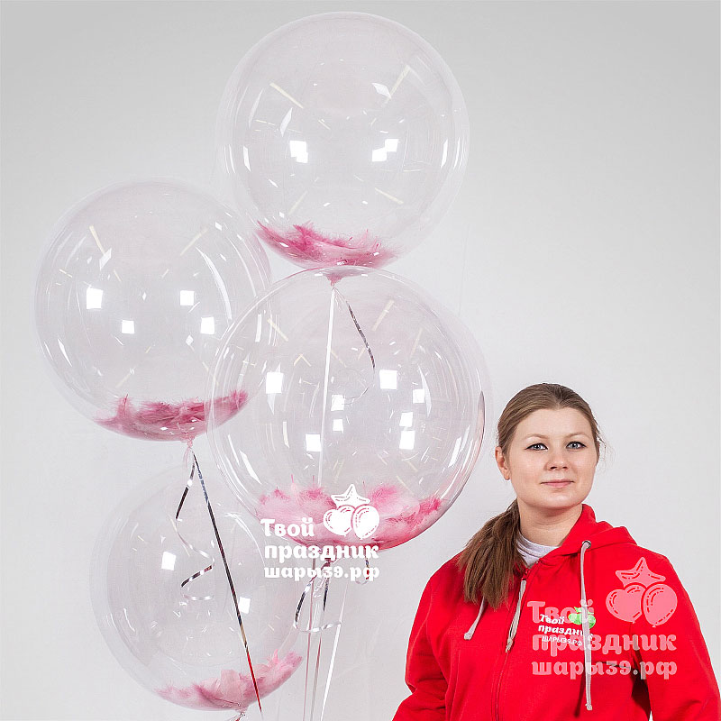 Шары Бабл с перьями! Шары39.рф