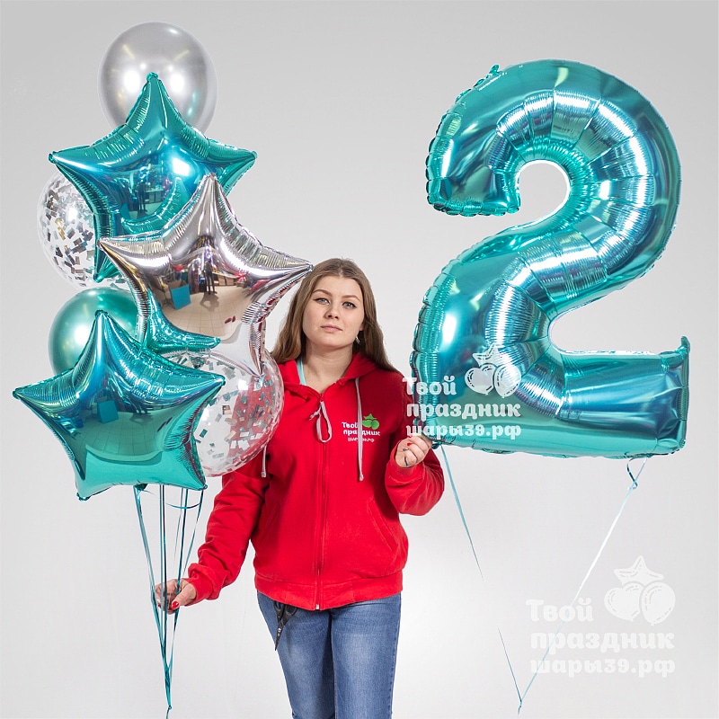 Яркий набор гелиевых шаров золотого цвета с красным с цифрой. Шары39, Калининград. Самые красивые шарики