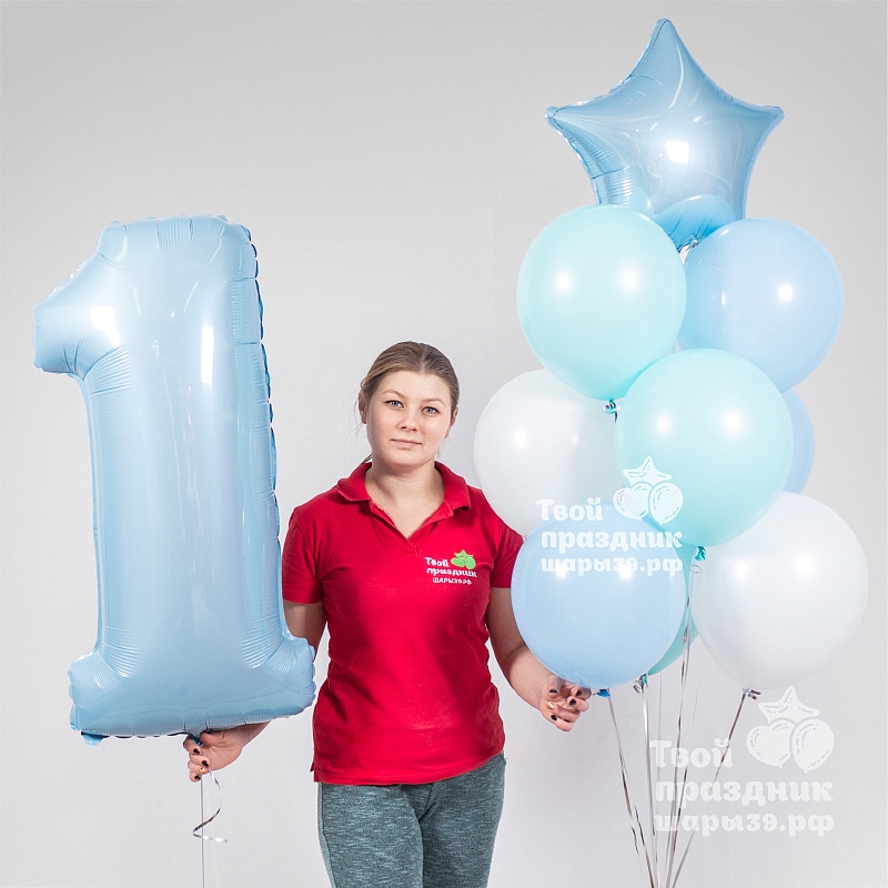 Нежные шарики с цифрой на день рождения девочки. Шары39.рф, Калининград