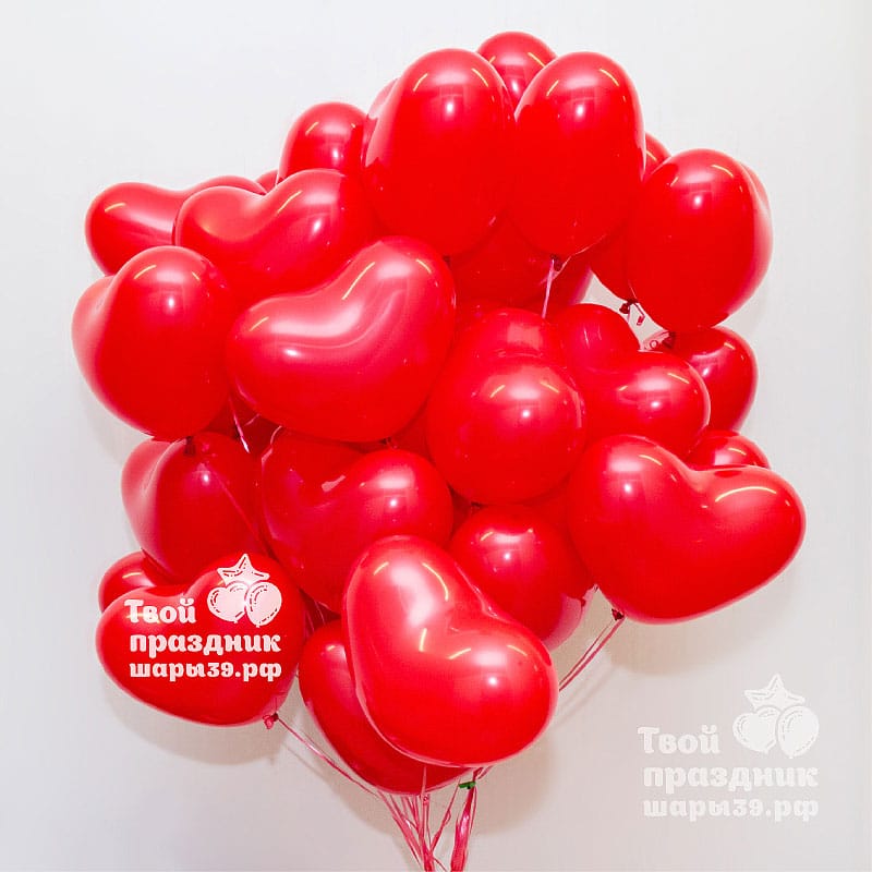 Облако латексных шаров сердечек. Шары39.рф, Калининград