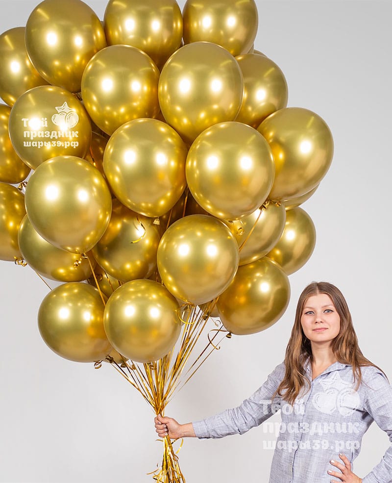 Большое облако из 50 гелиевых шаров Хром. Шары39.рф, Калининград