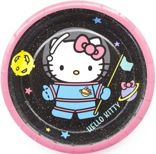 Тарелка одноразовая праздничная бумажная Hello Kitty. шарики39.рф. Калининград.