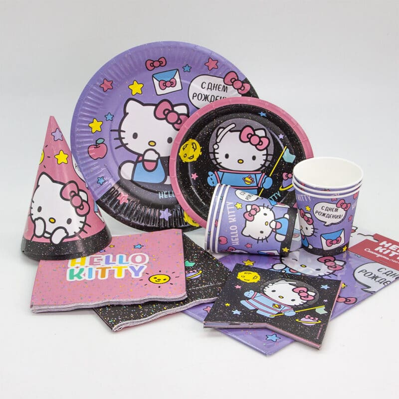 Стакан бумажный 250мл Hello Kitty черный уп. 6 шт. — изображение 2