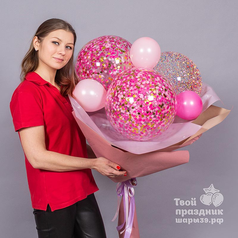 Крафт букет с шарами конфетти. Шары39