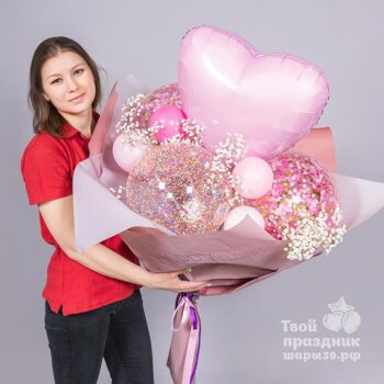 Большой букет с гипсофилой - шветы и шарики в одном! Звоните: Шары39, 52-01-67