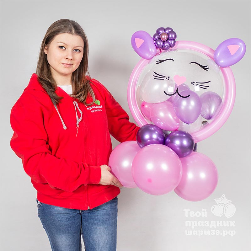 Котенок с деньгами внутри шара. Шары39