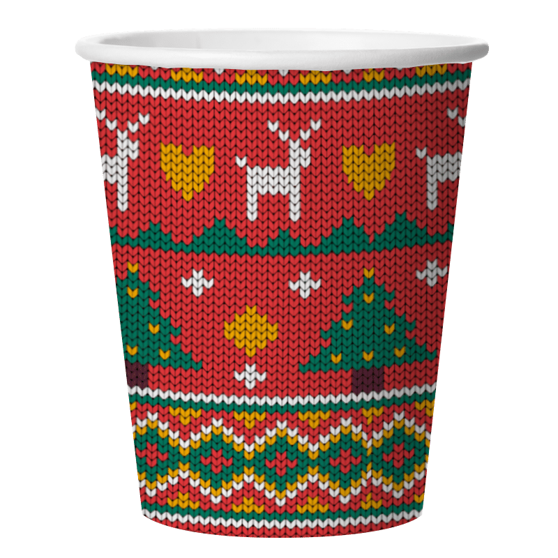 Стакан бумажный одноразовый Новогодний орнамент. шарики39.рф. Калининград.
