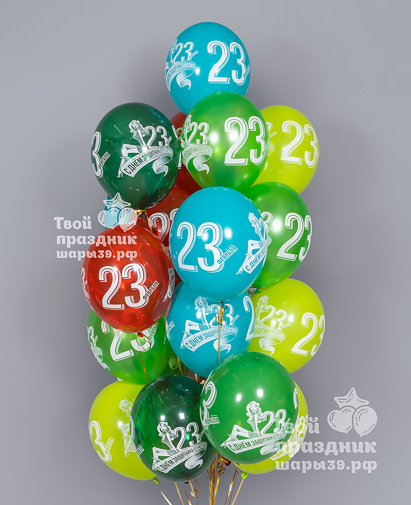 Гелиевые шары с рисунком на 23 февраля. Шары39.рф, Калининград