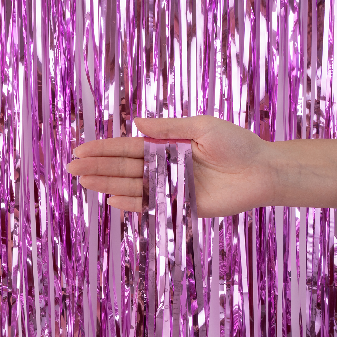 Занавес дождик розовый металлик. Калининград. Шары39.рф